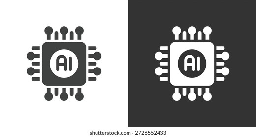 Icono del conjunto de chips de Inteligencia Artificial (IA). Icono de la serie de glifos sólidos