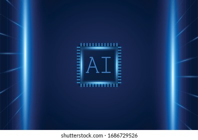 Artificial Intelligence ,AI chipset on circuit board, futuristic Technology Concept