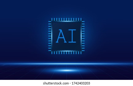 Artificial Intelligence ,AI chipset on circuit board, futuristic Technology Concept