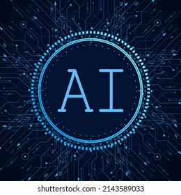 Artificial Intelligence ,AI chipset on circuit board, futuristic Technology Concept