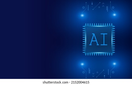 Inteligencia artificial, chipset AI en placa de circuito, concepto de tecnología futurista