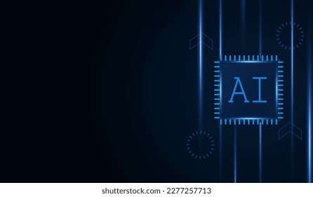Inteligencia artificial, chipset AI en placa de circuito, concepto de tecnología futurista