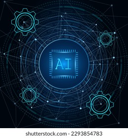 Artificial Intelligence ,AI chipset on circuit board, futuristic Technology Concept