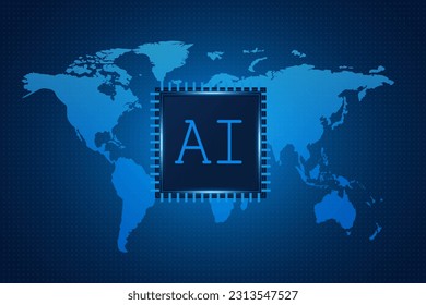 Artificial Intelligence ,AI chipset on circuit board, futuristic Technology Concept