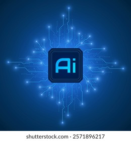 Artificial Intelligence ,AI chipset on circuit board, futuristic Technology Concept	
