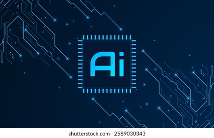 Artificial Intelligence ,AI chipset on circuit board, futuristic Technology Concept	
