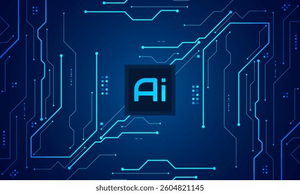 Artificial Intelligence ,AI chipset on circuit board, futuristic Technology Concept	
