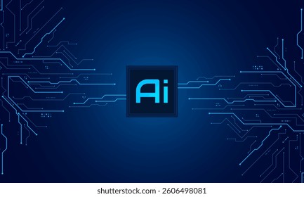 Artificial Intelligence ,AI chipset on circuit board, futuristic Technology Concept	
