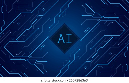 Artificial Intelligence ,AI chipset on circuit board, futuristic Technology Concept	
