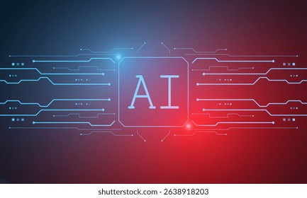 Artificial Intelligence ,AI chipset on circuit board, futuristic Technology Concept	
