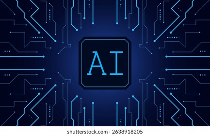Artificial Intelligence ,AI chipset on circuit board, futuristic Technology Concept	
