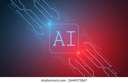 Inteligência artificial, chipset de IA na placa de circuito, conceito tecnológico futurista	
