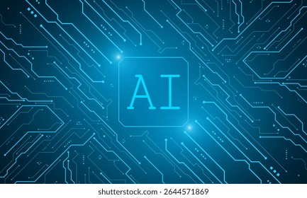 Inteligência artificial, chipset de IA na placa de circuito, conceito tecnológico futurista	
