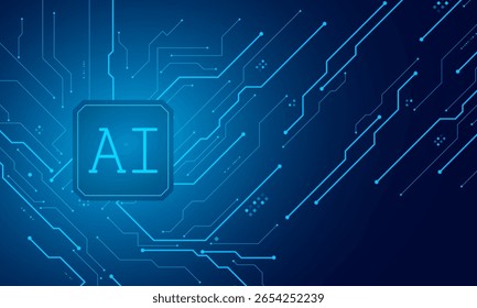 Inteligencia artificial, chipset AI en placa de circuito, concepto de Tecnología futurista	
