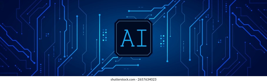 Inteligência artificial, chipset de IA na placa de circuito, conceito tecnológico futurista	
