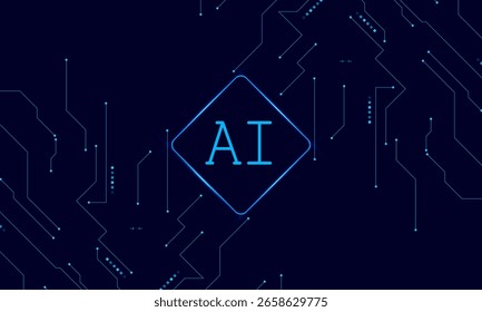 Inteligencia artificial, chipset AI en placa de circuito, concepto de Tecnología futurista