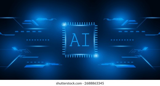 Inteligência artificial, chipset de IA na placa de circuito, conceito tecnológico futurista	
