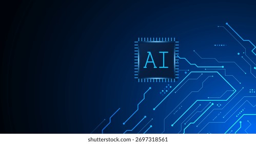 Inteligência artificial, chipset de IA na placa de circuito, conceito tecnológico futurista	
