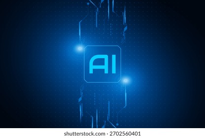 Inteligencia artificial, chipset AI en placa de circuito, concepto de Tecnología futurista	