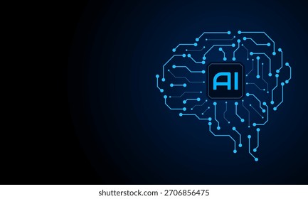 Artificial Intelligence ,AI chipset on circuit board, futuristic Technology Concept	
