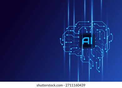 Inteligencia artificial, chipset AI en placa de circuito, concepto de Tecnología futurista	
