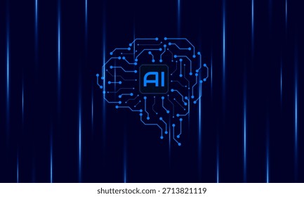 Inteligencia artificial, chipset AI en placa de circuito, concepto de Tecnología futurista	
