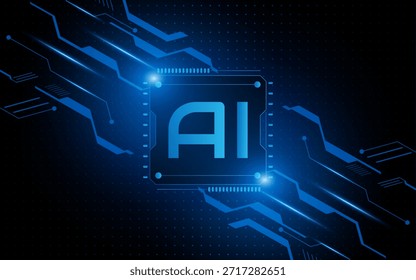 Artificial Intelligence ,AI chipset on circuit board, futuristic Technology Concept