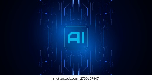 Inteligencia artificial, chipset AI en placa de circuito, concepto de Tecnología futurista	
