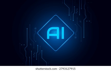 Artificial Intelligence ,AI chipset on circuit board, futuristic Technology Concept	

