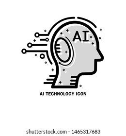 Artificial intelligence (AI) to communication with Human brain , Signal circuits for data storage icon.Futuristic technology and communications vector design. 5g Technology concept