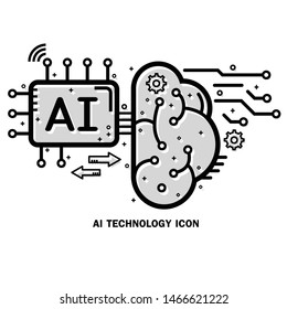 Artificial intelligence (AI) to communication with Human brain , Signal circuits for data storage icon.Futuristic technology and communications vector design. 5g Technology concept