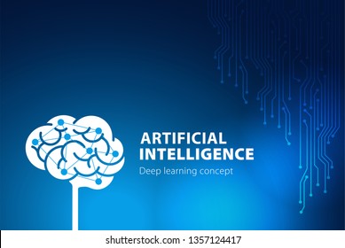 Artificial Intelligence or AI concept. Abstract futuristic banner desig. Deep learning concept. Vector illustration.