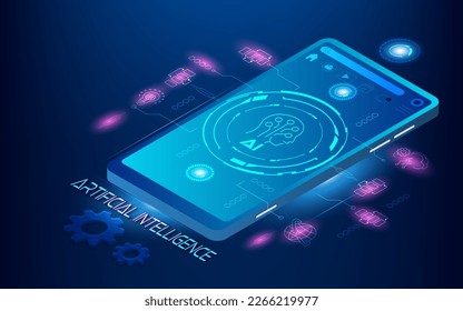 Artificial Intelligence (AI) concept with ChatGPT, artificial intelligence chatbot, Machine learning, digital Brain future technology.  Vector Illustration eps10