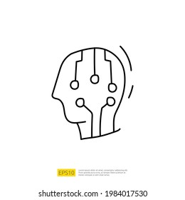 Artificial intelligence AI concept with circuit board data and artificial brains chip for engineering, development, brainstorming sign. Hand drawn doodle icons vector illustration