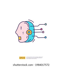Artificial intelligence AI concept with circuit board data and artificial brains chip for engineering, development, brainstorming sign. Hand drawn doodle icons vector illustration