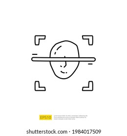 Artificial intelligence AI concept with face recognition for engineering, development, brainstorming sign. Hand drawn doodle icons vector illustration