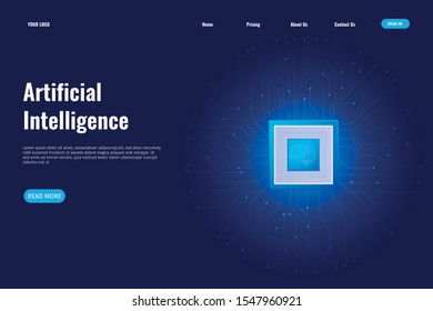 Artificial Intelligence (AI) concept for landing page. Artificial Intelligence design can be used for, landing pages, mobile applications, templates, UI, banners, webs.