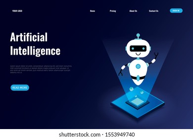 Artificial Intelligence (AI) concept for landing page. Artificial Intelligence design can be used for, landing pages, mobile applications, templates, UI, banners, webs