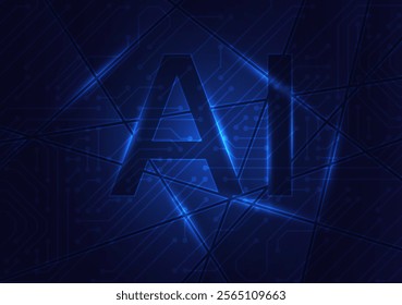 Artificial intelligence, AI, concept. The letters AI are highlighted on a blue background with a network of connections.