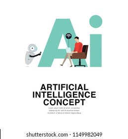 Artificial Intelligence (AI) Concept - The New And Modern Minimalist Trends. . Can Use For Web, Mobile, Landing Page, Infographics, Editorial, Commercial Use And Others. Vector.