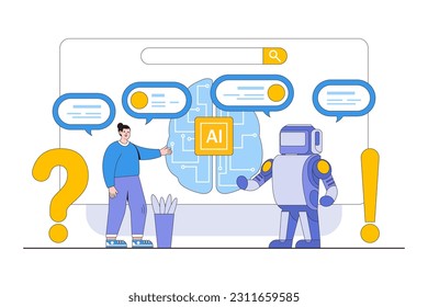 Artificial Intelligence (Ai) Concept with a Person Interacting with Ai-Powered Devices or Chatbot Virtual Assistants.