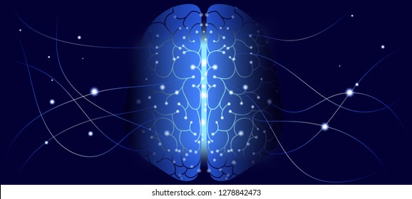 Artificial Intelligence (AI), Cyber Mind and Machine Learning. Big Data Analysis, Human Brain Study. Cyber Technology, Science Innovation. Neural Connect Concept. Virtual Mind, Artificial Intellect.