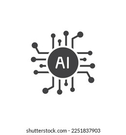 Artificial intelligence or AI development vector icon. Glyph style