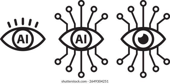 Artificial intelligence ai eye circuit board icon vector image