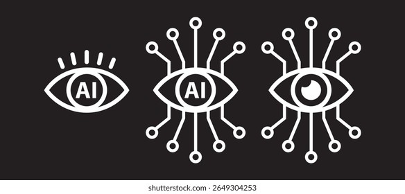 Artificial intelligence ai eye circuit board negative icon vector image