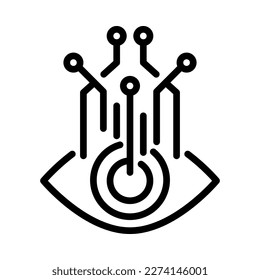 Artificial Intelligence or Ai eye icon. Outline style. Vector. Isolate on white background.