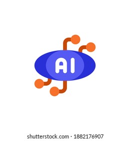 Artificial Intelligence Ai Eye Technology Flat Icon, Logo, and illustration Vector