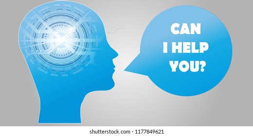 Artificial Intelligence AI Futuristic Concept. Artificial Intelligence Assistance concept. Human Big data Visualization with Cyber Mind. Machine Deep Learning.