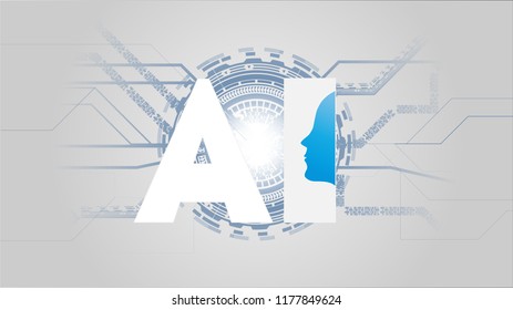 Artificial Intelligence AI Futuristic Concept. Human Big data Visualization with Cyber Mind. Machine Deep Learning.
