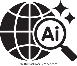 Artificial Intelligence AI Global Technology Search Data Analysis Icon